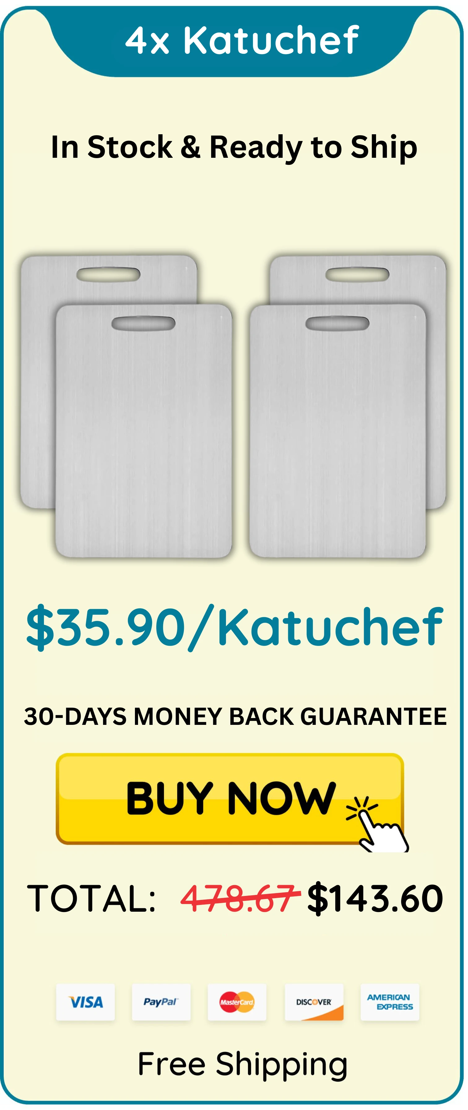 4 package of katuchef titanium cutting board